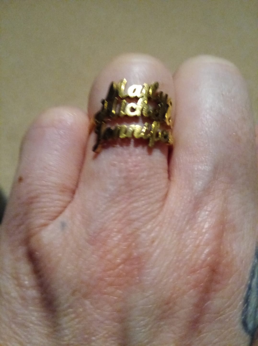 Customer photo review of Personalized Ring with Three Names