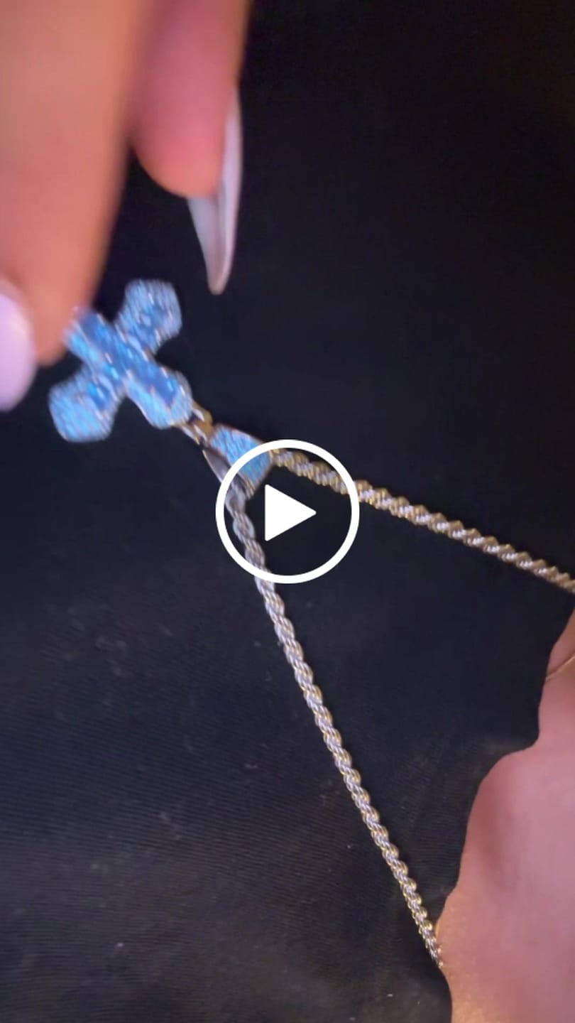 Customer video review of BLUE CROSS PENDANT.
