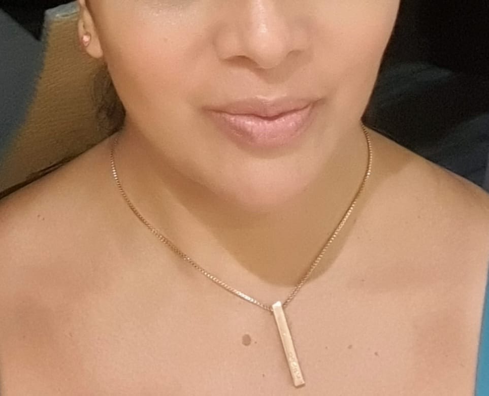 Customer photo review of Personalized 3D Bar Necklace