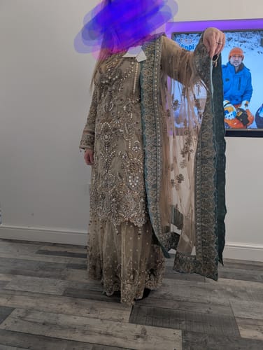 Customer photo review of Imrozia Premium Inspired Embroidered 3 Piece Wedding Sharara Outfit