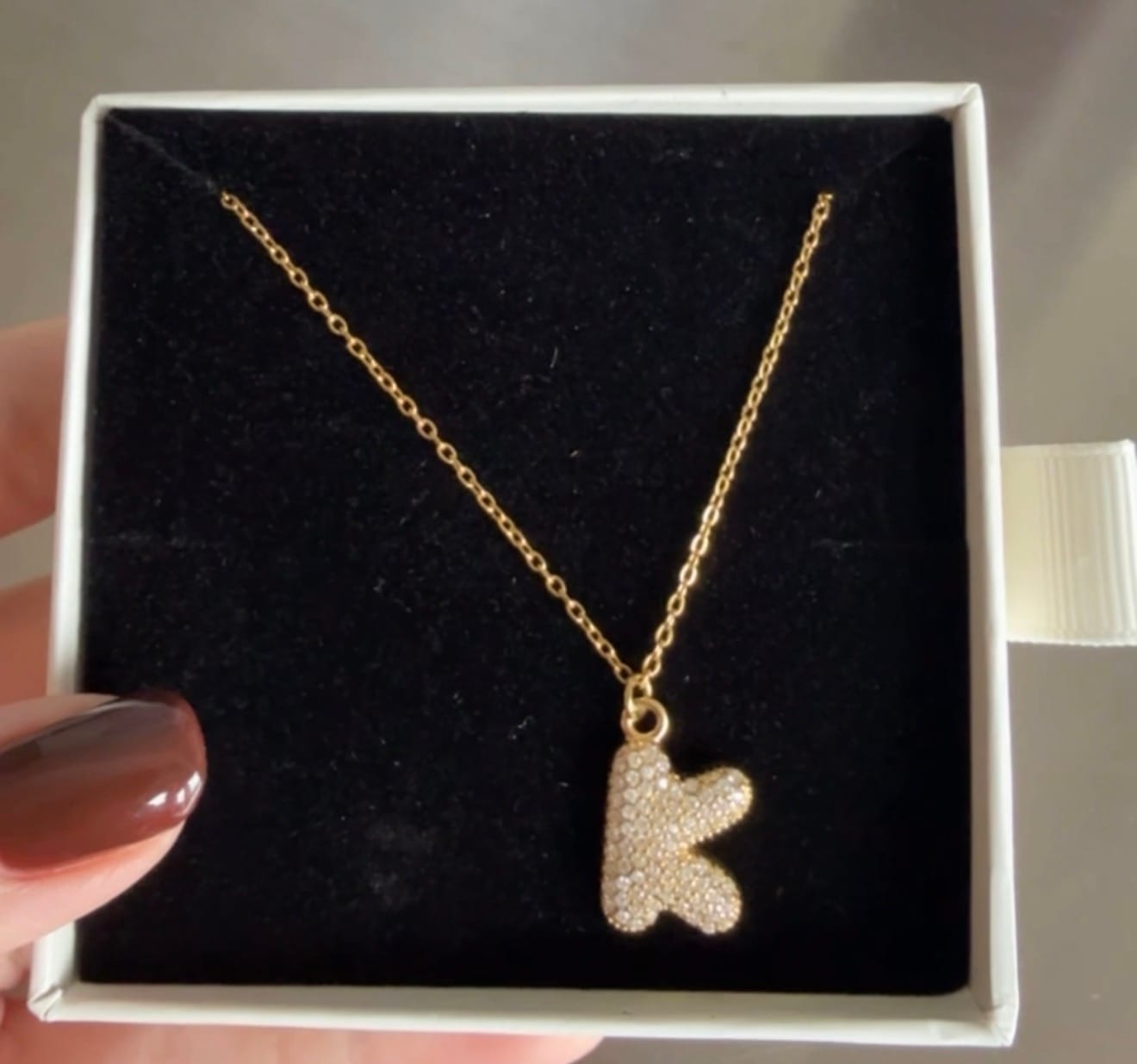 Customer photo review of Pave Bubble Initial Kette 14K Vergoldet