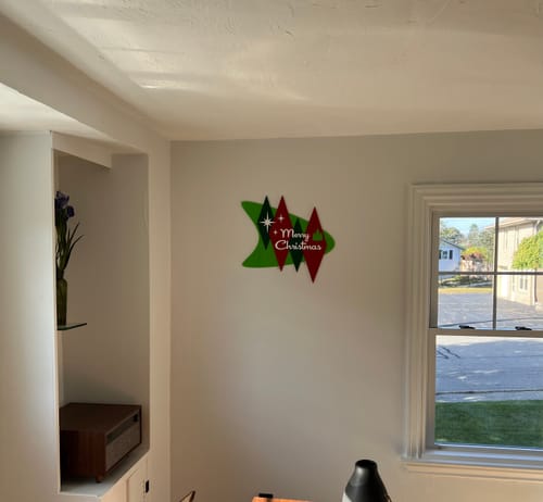 Customer photo review of Merry Christmas Atomic Rectangles Sign | Mid Century Modern Holiday Decor |  Wall Decor