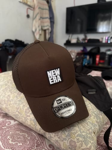 Customer photo review of 9FORTY A-Frame Trucker Square Logo Woven Patch Walnut Snapback