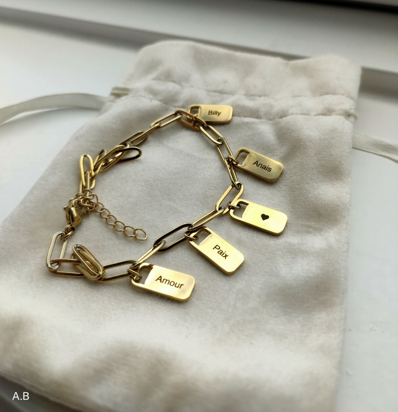 Customer photo review of Personalized Chain Link Bracelet