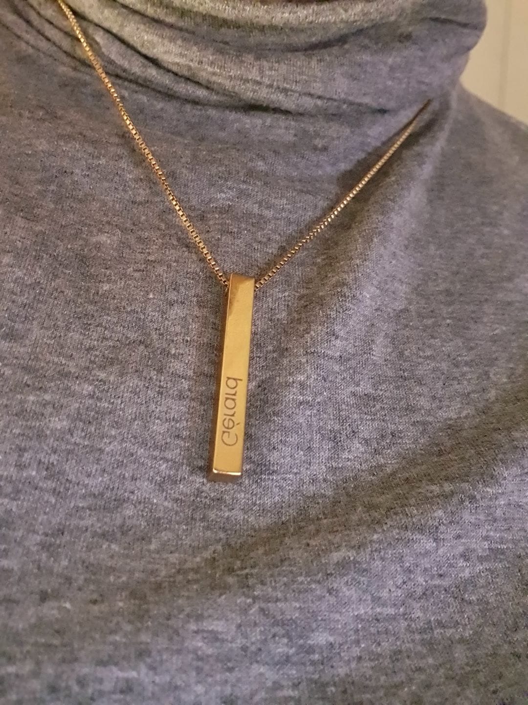 Customer photo review of Personalized 3D Bar Necklace