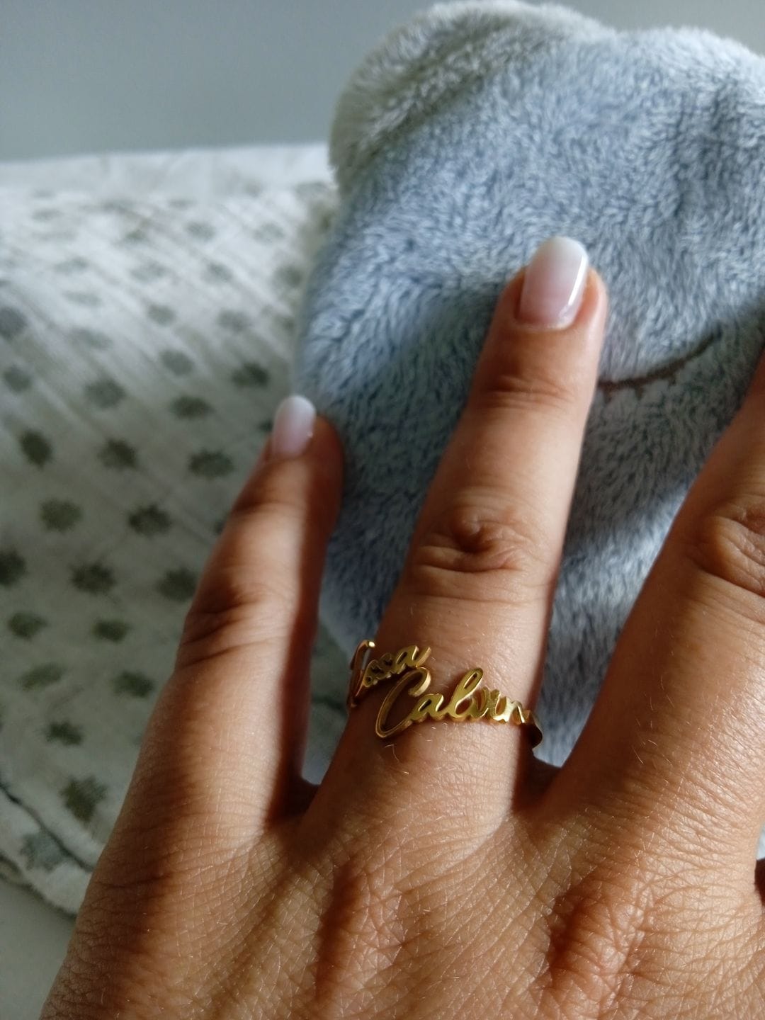 Customer photo review of Personalized Ring with Two Names