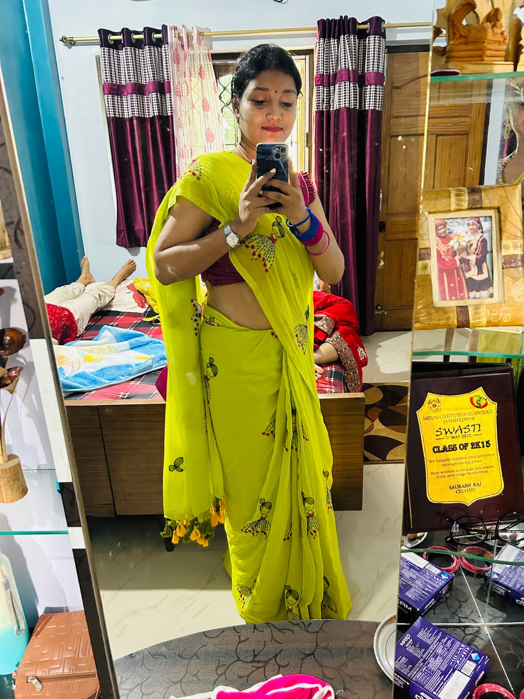Customer photo review of Pink Love Mulmul Cotton Saree