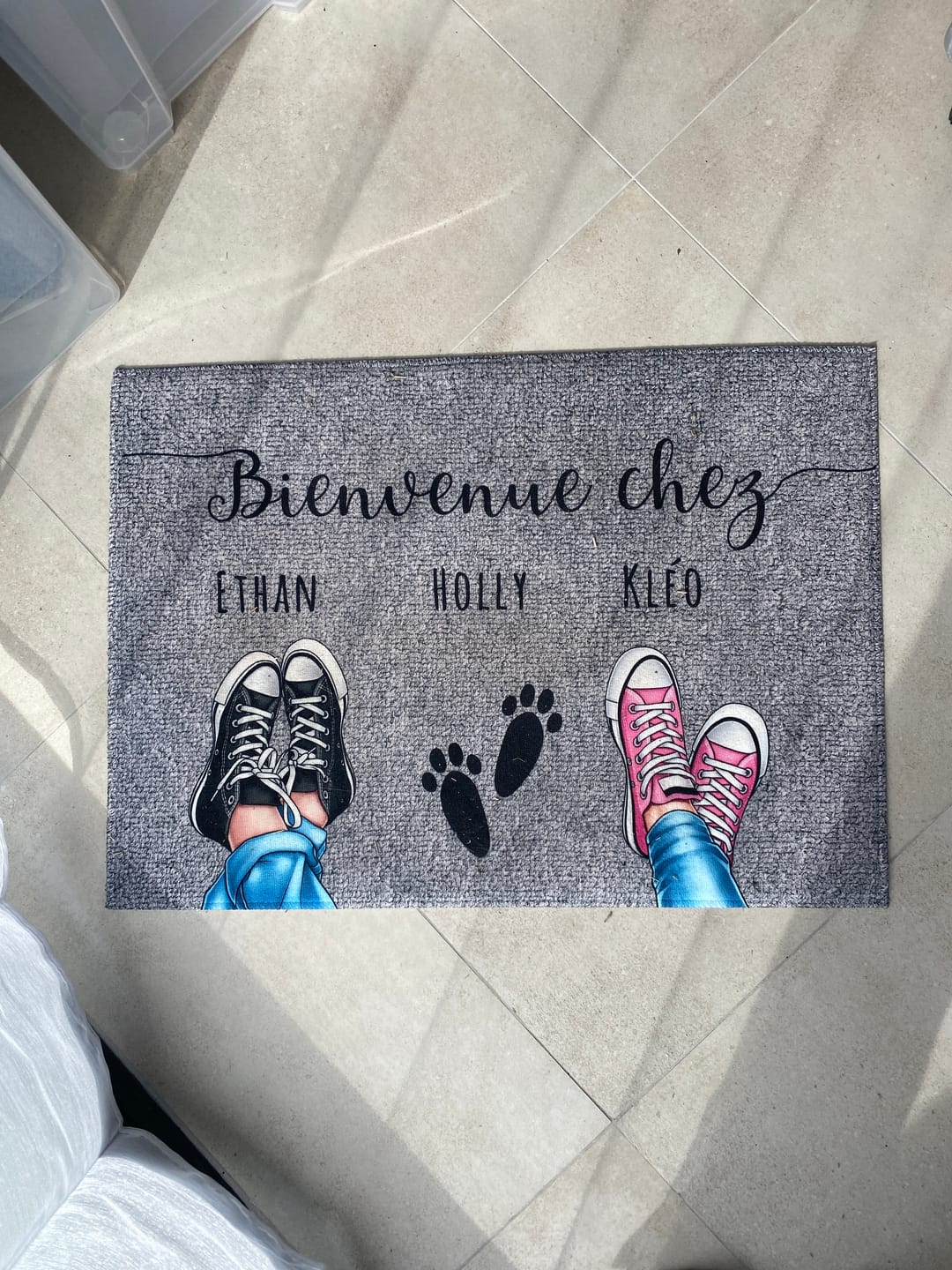 Customer photo review of Chaussures et pattes - Paillasson personnalisé
