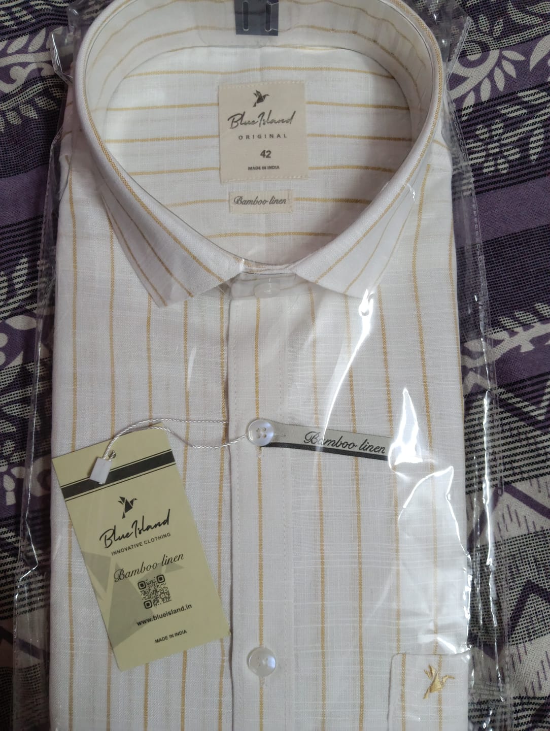 Customer photo review of Golden White Stripes -Full-Bamboo Linen
