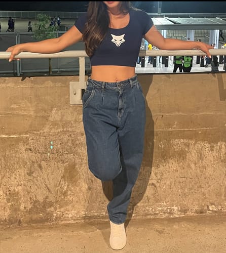 Tamara R. review of Calça Jeans Slouchy Cacau Azul Médio image 1 out of 1