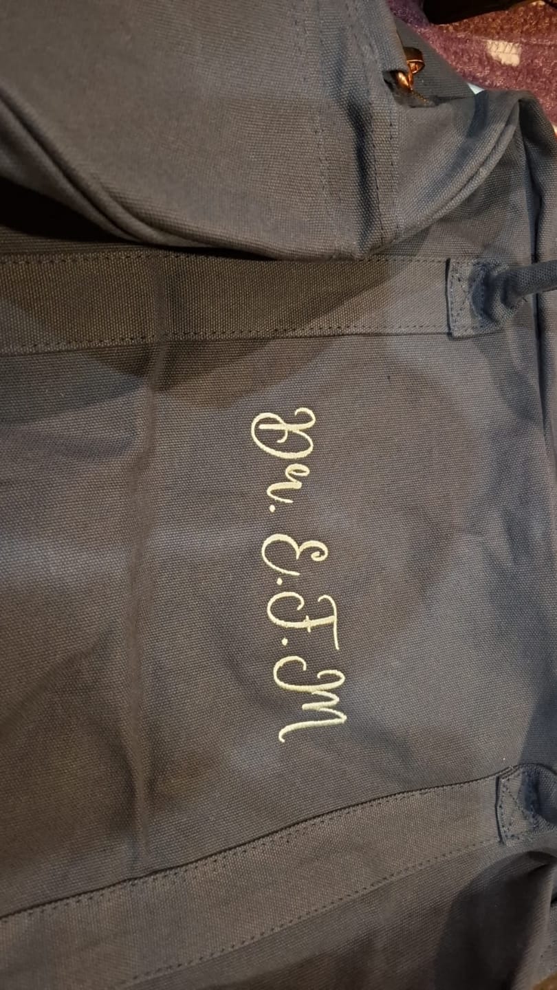 Customer photo review of Navy Personalised Bag Set