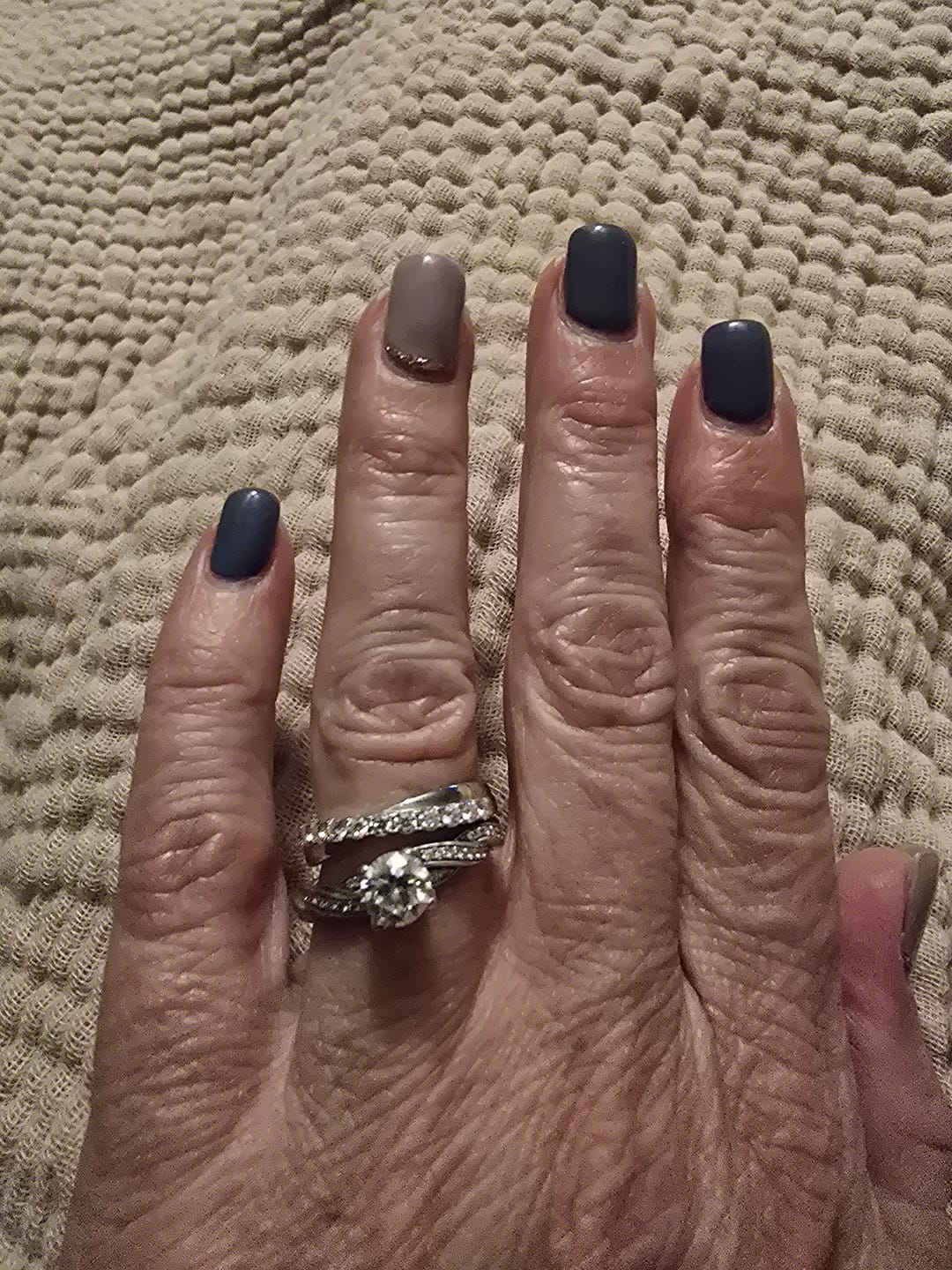 Customer photo review of Moissanite by Cate & Chloe Emerson 0.36tcw Round Cut 925 Sterling Silver 18k White Gold Plated Wedding Band