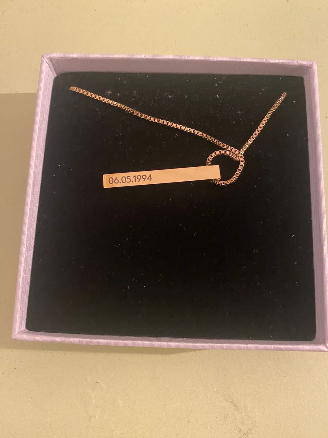 Customer photo review of Personalized 3D Bar Necklace