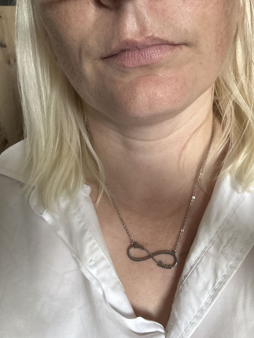 Customer photo review of Personalized Infinity Necklace with Two Names