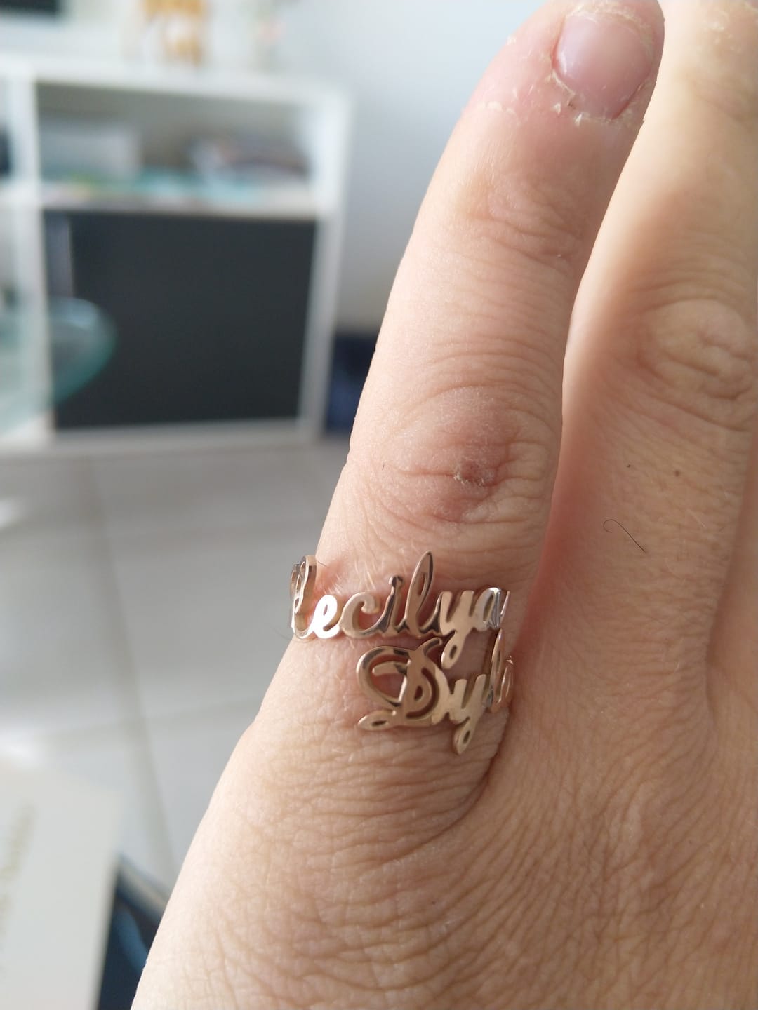 Customer photo review of Personalized Ring with Two Names