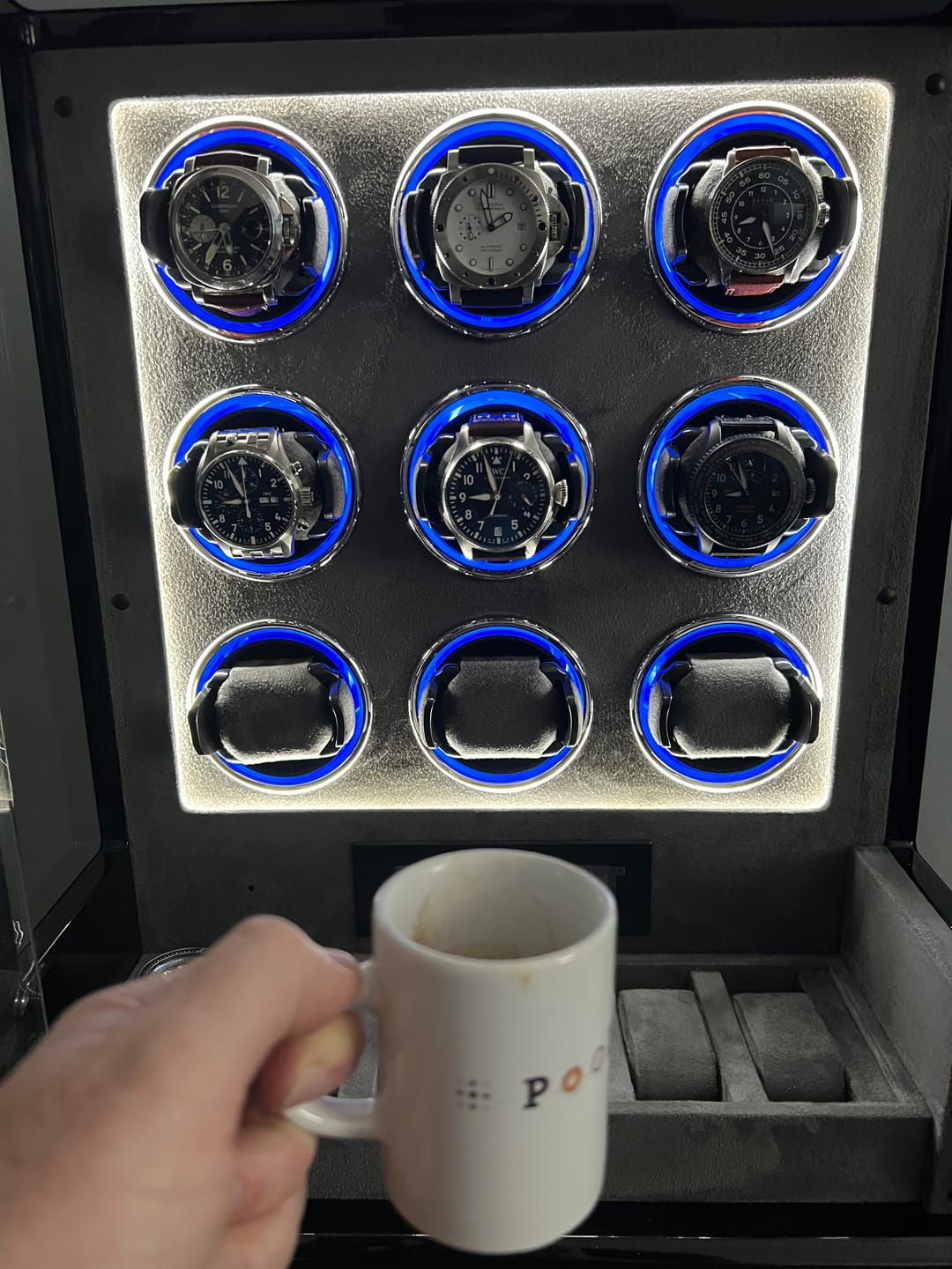 Customer photo review of VIRTUOSO – Premium 9 Watch Winder with Fingerprint Lock & Extra Storage - Grey