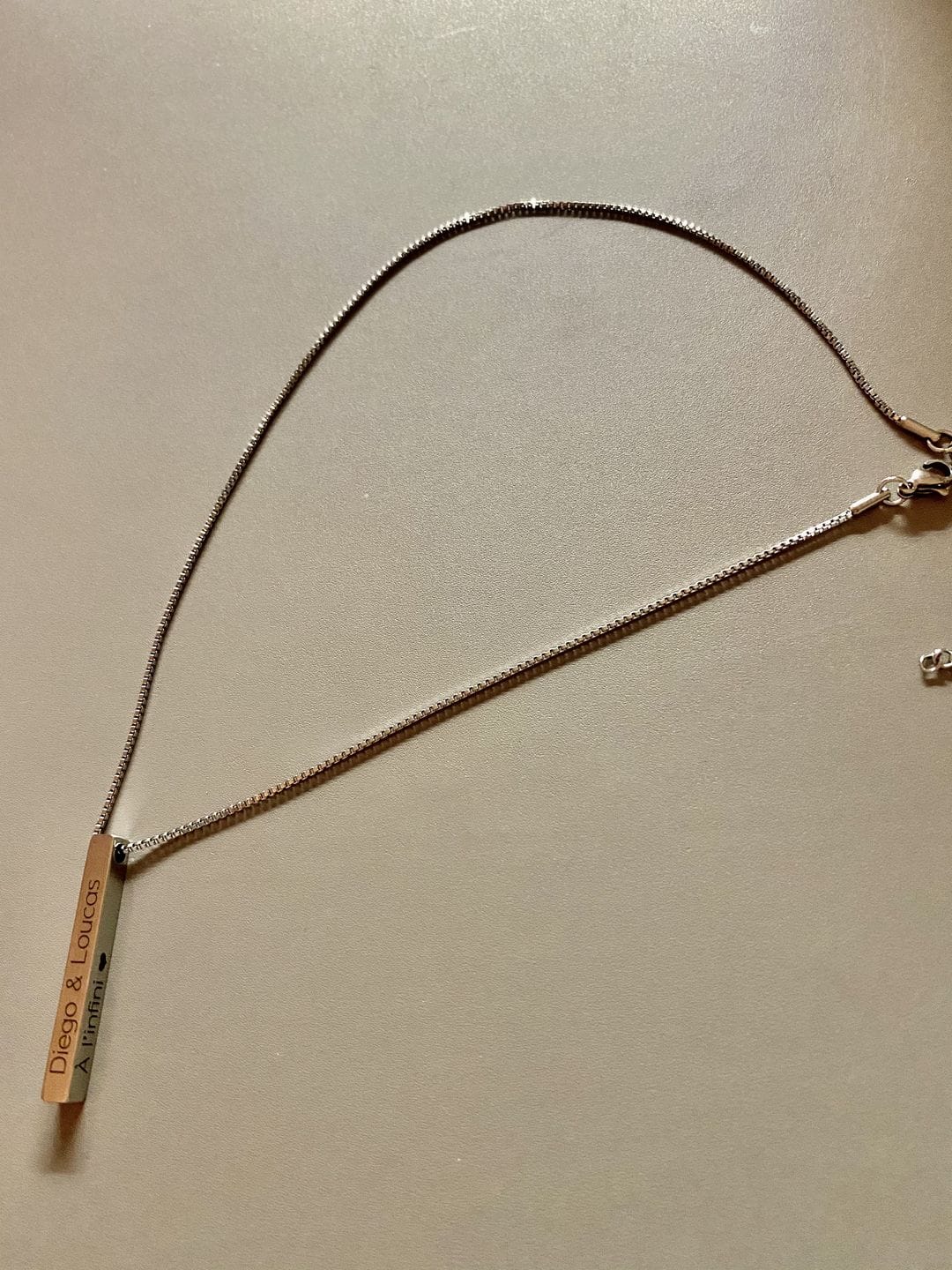 Customer photo review of Personalized 3D Bar Necklace