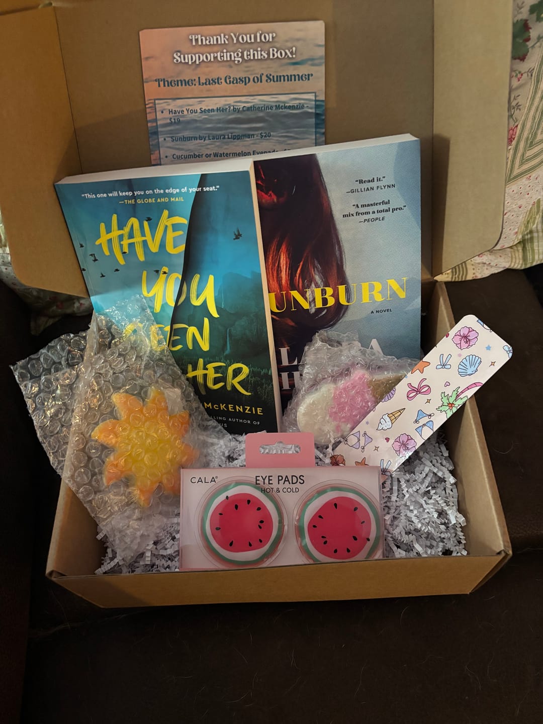 Customer photo review of Quarterly Mystery/Thriller Book Box
