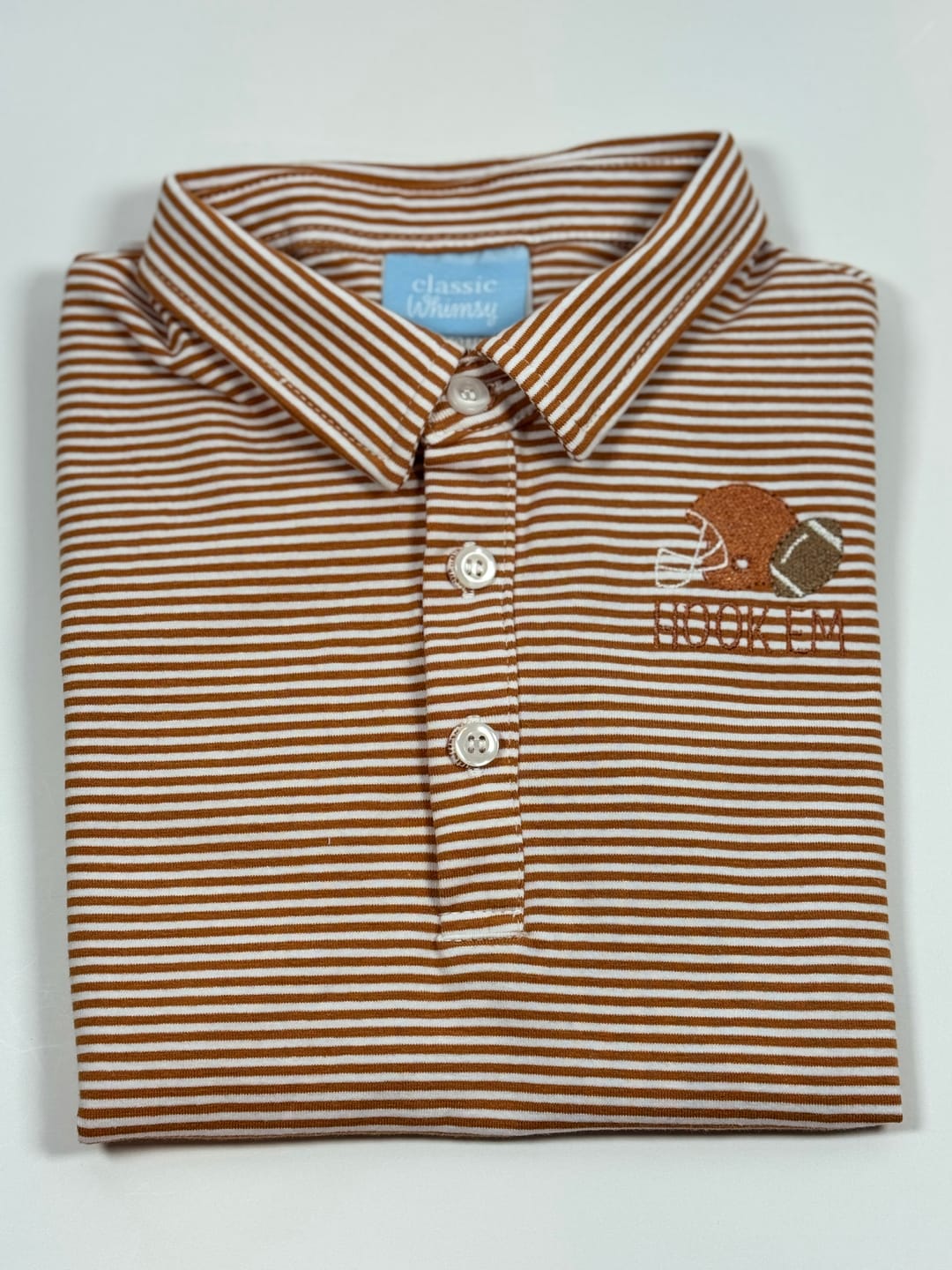 Customer photo review of Burnt Orange Stripe Polo