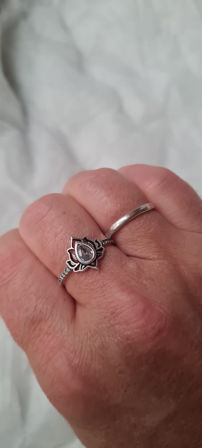 Customer photo review of Buddha Stones Sterling Silver Lotus Zircon Blessing Protection Ring