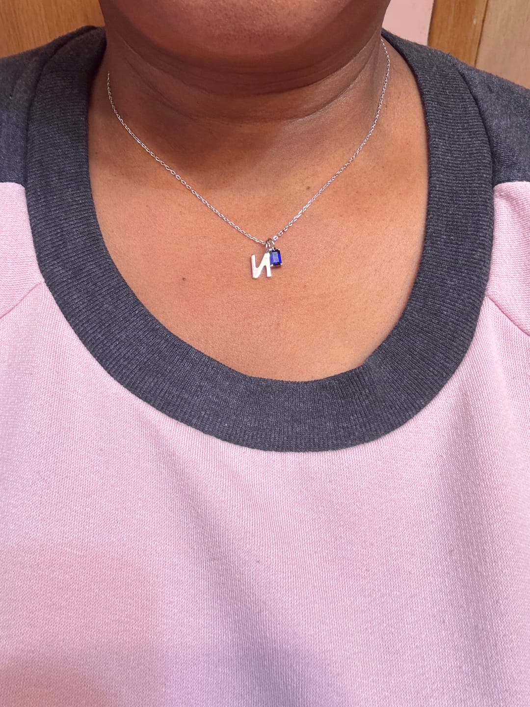 Customer photo review of Uppercase Initial Charm - Silver