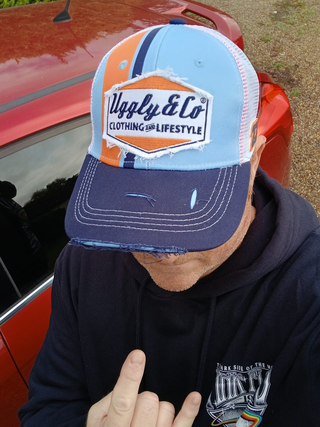 Customer photo review of Retro Blue & Orange Diamond Cap