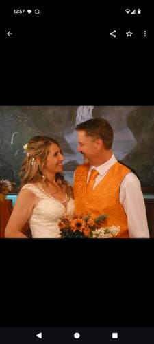 Customer photo review of Barry. Wang Orange Paisley Wedding Vest V-Neck Mens Silk Suit Waistcoat