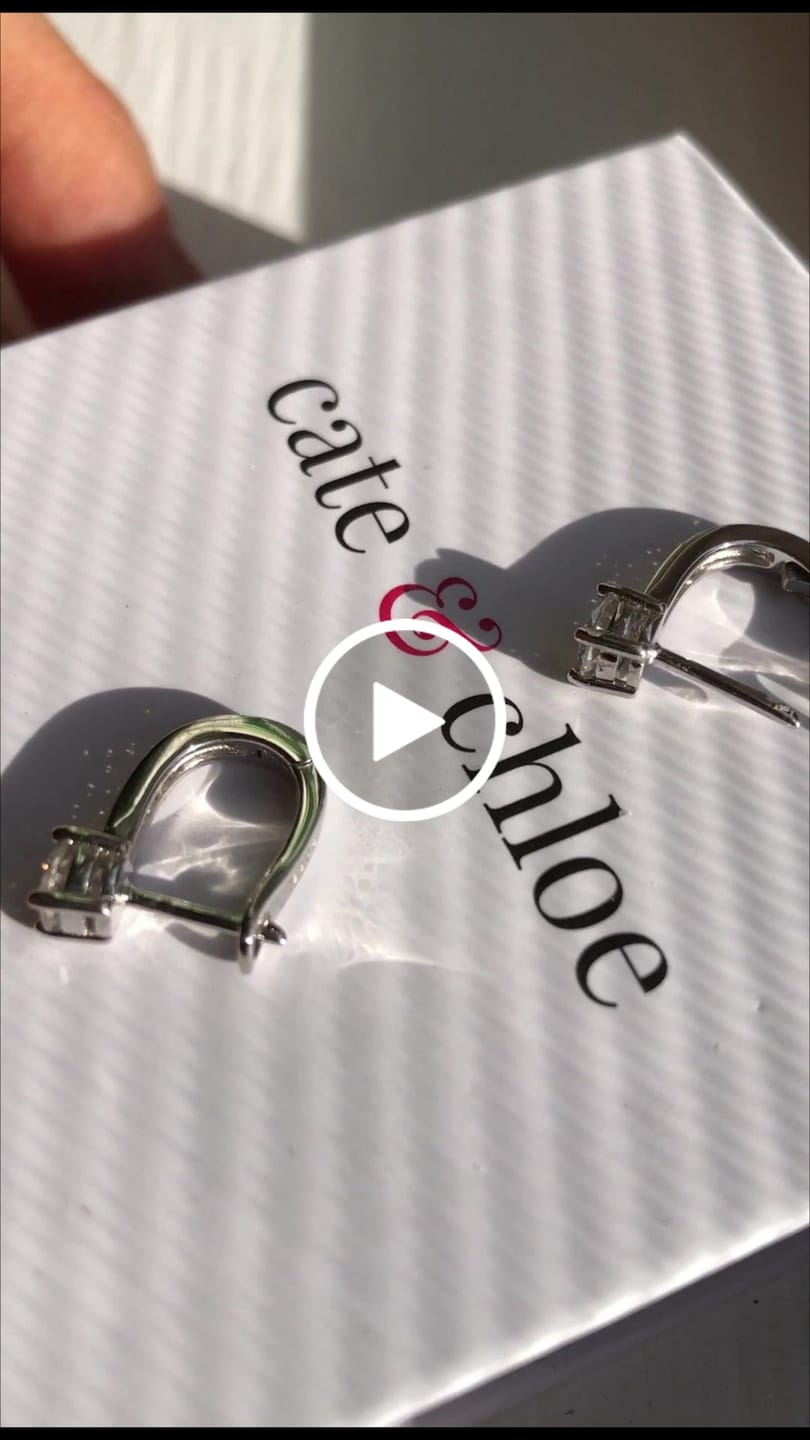 Customer video review of Moissanite by Cate & Chloe Genesis 18k Gold Plated 925 Sterling Silver Stud Earrings 1.12tcw