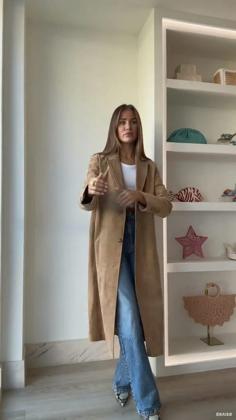Customer photo review of Sabrina Suede Trench Coat