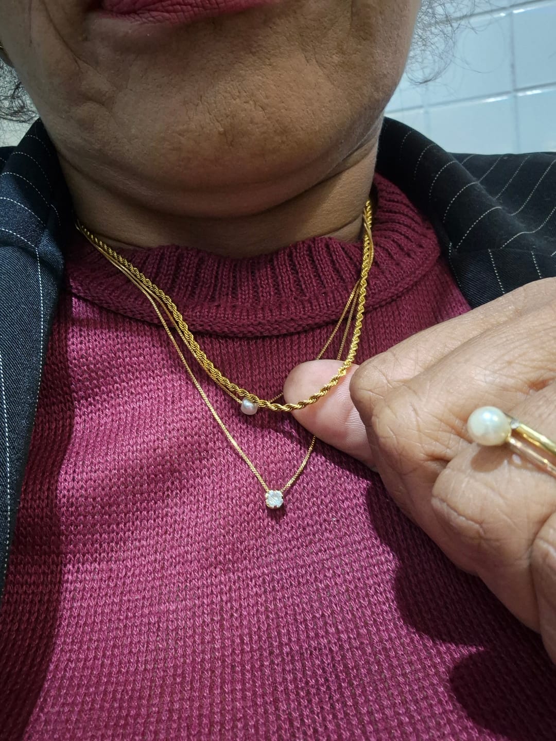 Customer photo review of Colar Cordão Baiano Fino 2mm Banhado em Ouro 18k