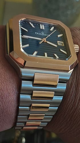 Customer photo review of Oceaneva Mens Tenuis Ultra-Thin Swiss Movement Automatic Thin Watch Blue Rose Gold