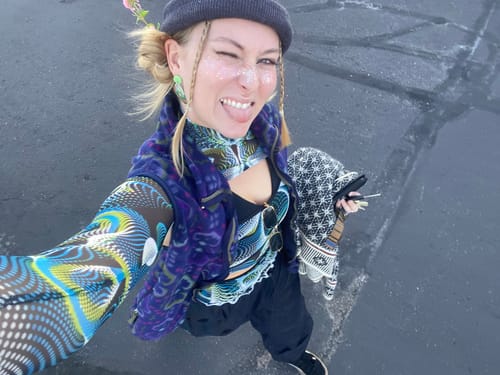 Customer photo review of Vapor Trance Mesh 2 Piece Shrug Top