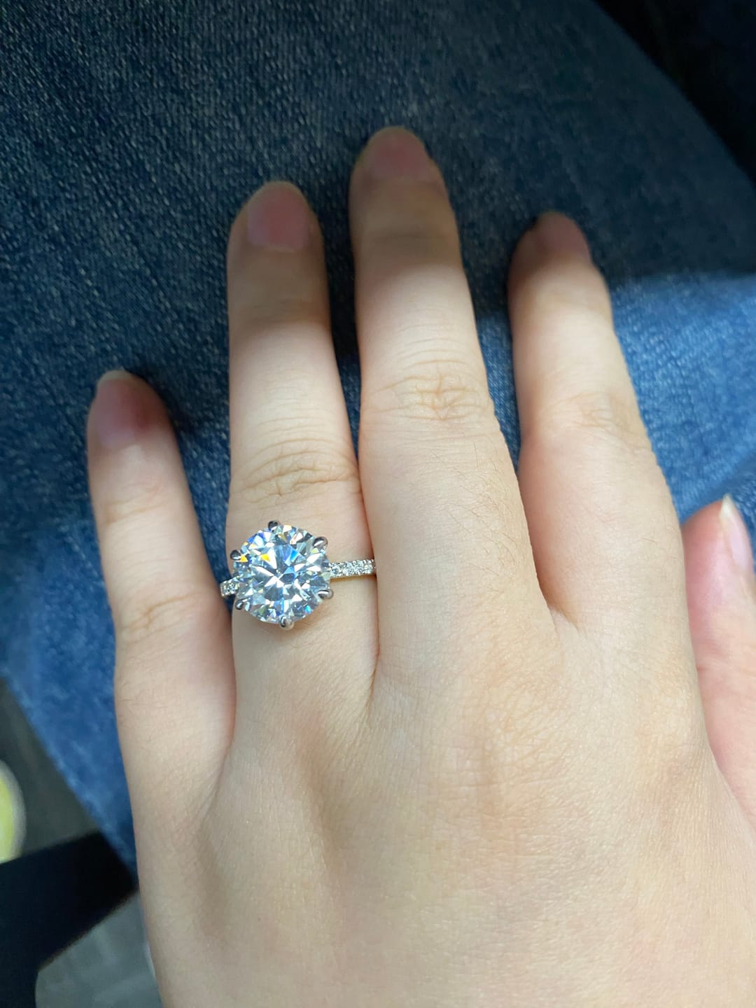 Customer photo review of Moissanite 4.0 Ct Round Cut 6 Prong White Gold Promise Ring For Women