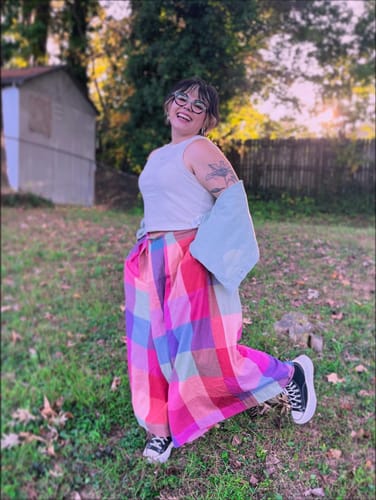 Customer photo review of FRIDA PANTS | PRISM CHEX