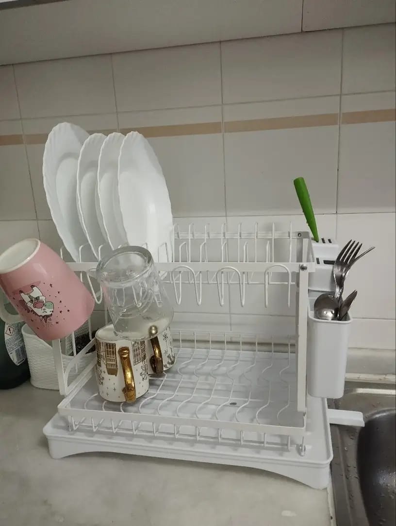 Customer photo review of 2 Tier Stainless Steel Dish Rack Malta with Drainboard