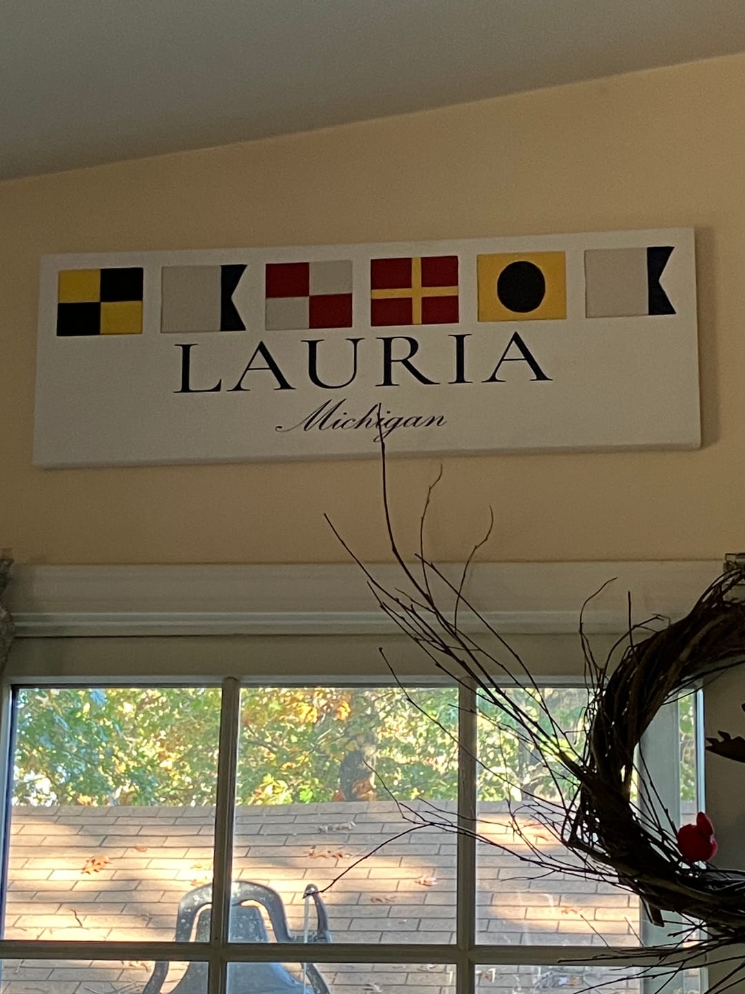 Customer photo review of Personalized Nautical Flags Wall Decor