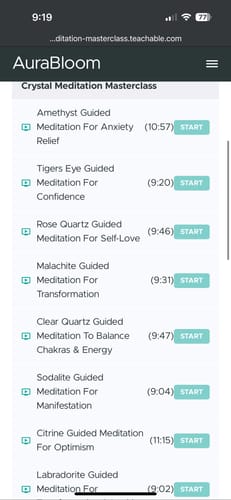 Customer photo review of Crystal Meditation Masterclass Offer