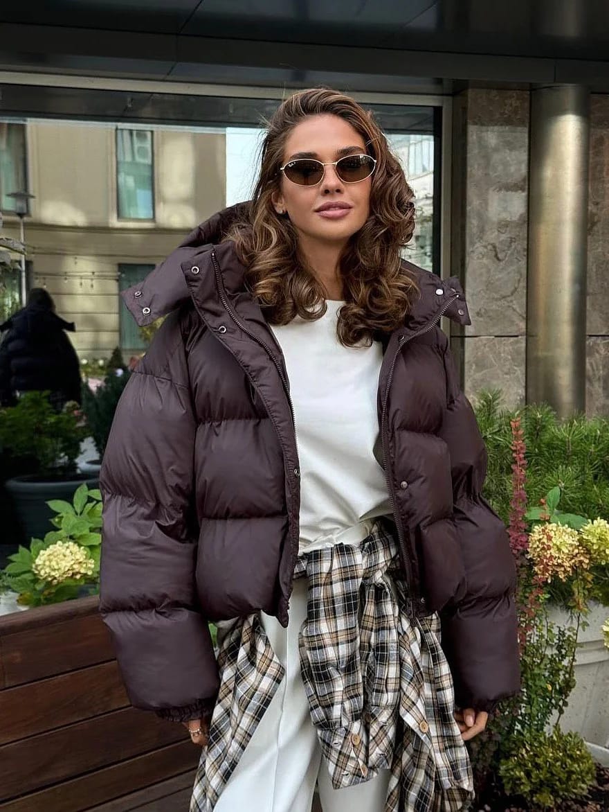 Customer photo review of Kaia Short Puffer Coat