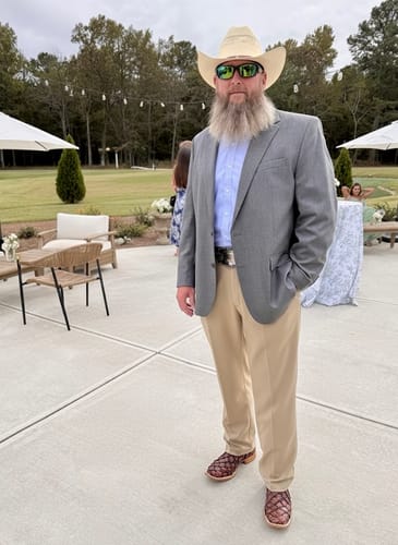 Customer photo review of Cognac Jumbo Pirarucu Leather Boots - Square Toe