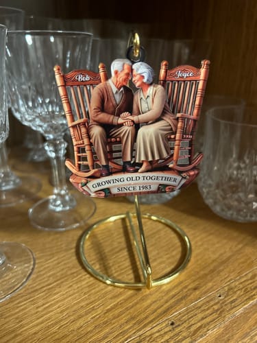 Customer photo review of Old Couple Sitting On Rocking Chairs Together Personalized Christmas Acrylic Ornament