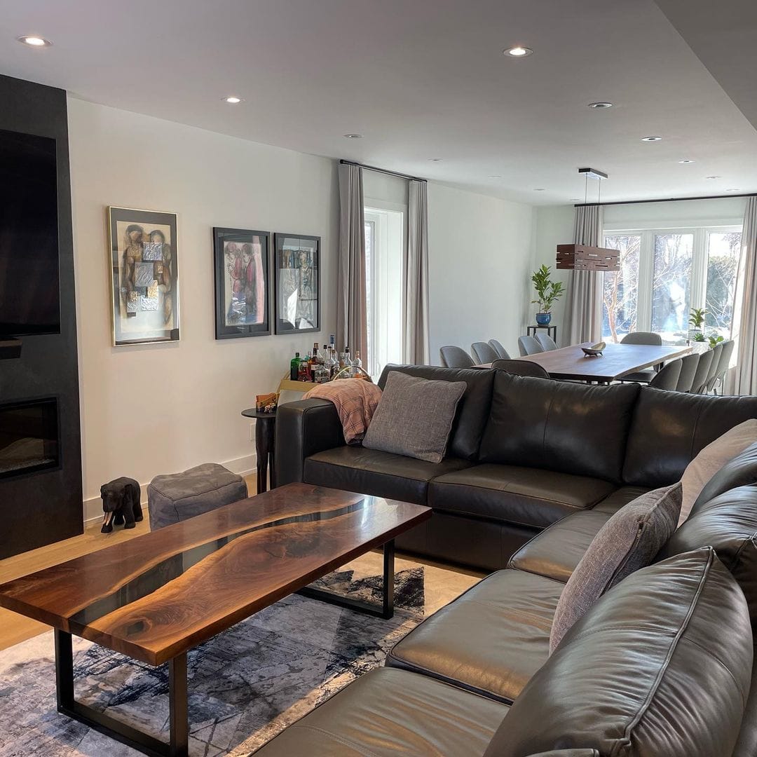 Customer photo review of Handcrafed Black Walnut Live Edge Epoxy River Dining Table - A53