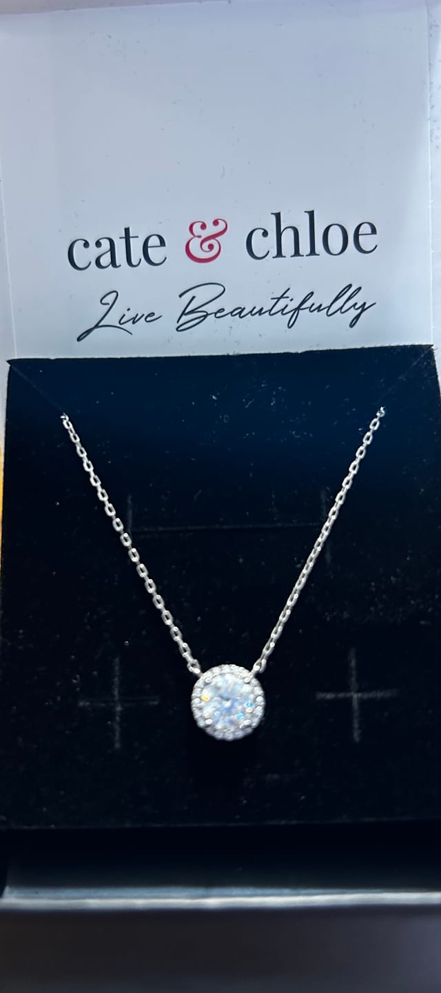 Customer photo review of Moissanite by Cate & Chloe Sutton 18k Gold Plated 925 Sterling Silver Necklace 1.1tcw