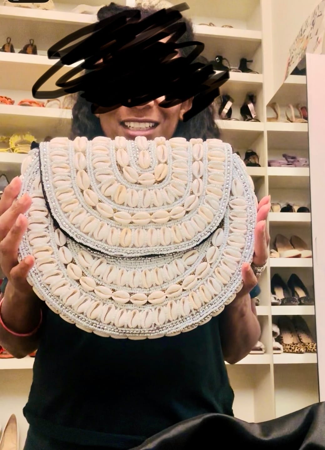 Customer photo review of Bahari Luxe Cowry Shell Clutch - PREORDER