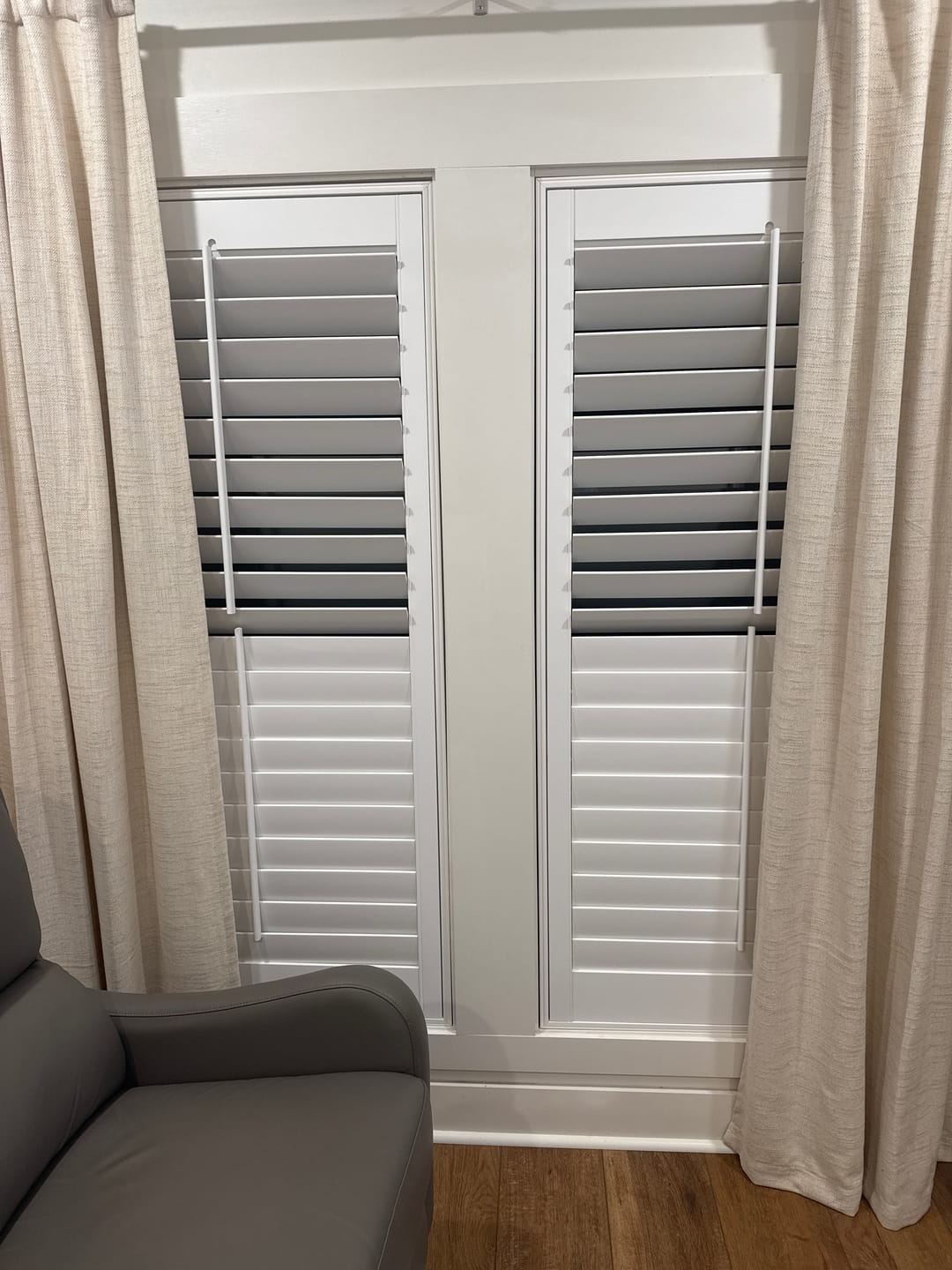 Customer photo review of Painted Wood Plantation Shutter