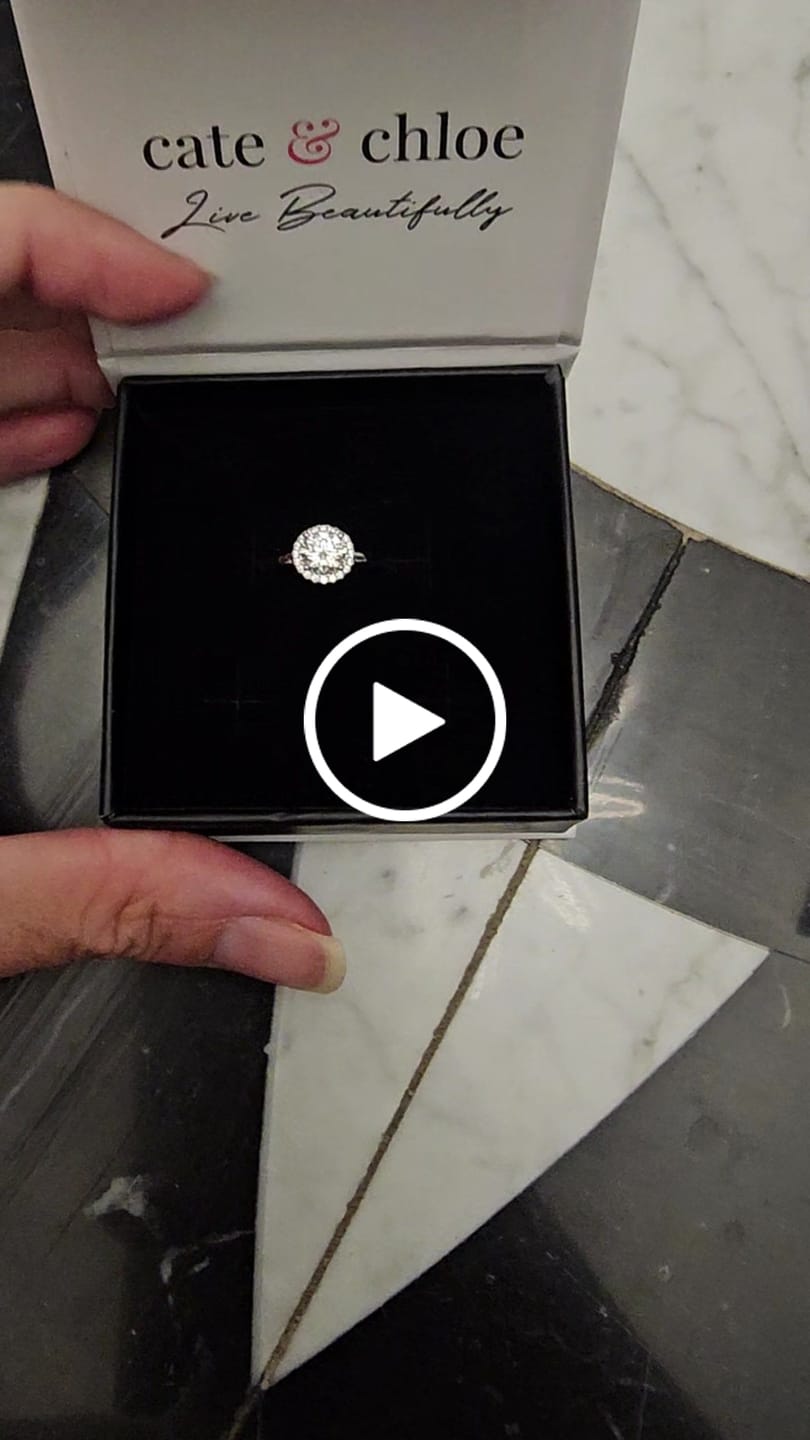 Customer video review of Moissanite by Cate & Chloe Cora 1.1tcw Round Cut 925 Sterling Silver 18k White Gold Plated Forever Engagement Ring