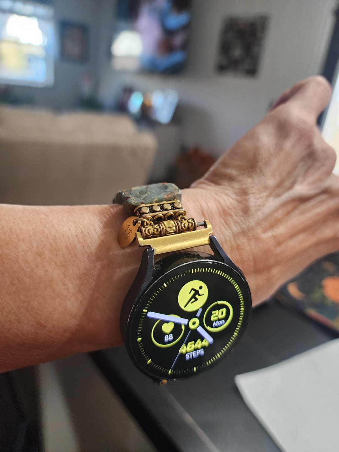 Customer photo review of Earth Tibetan Jasper Samsung Galaxy Stretch Watch Strap