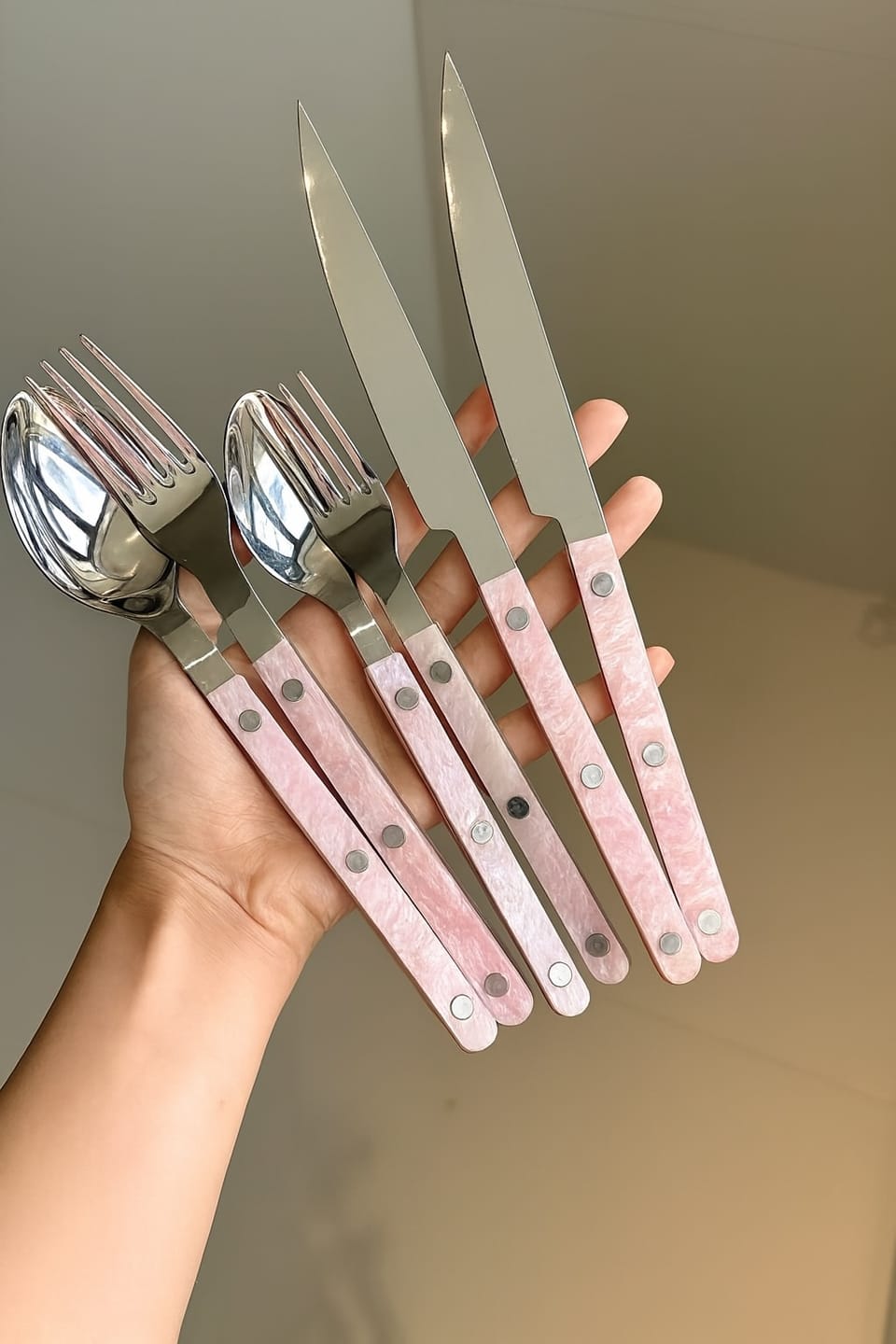 Customer photo review of Set of 10 Sleek Modern Pinky Elegant Salt Lake Flatware Cutlery Silverware Set