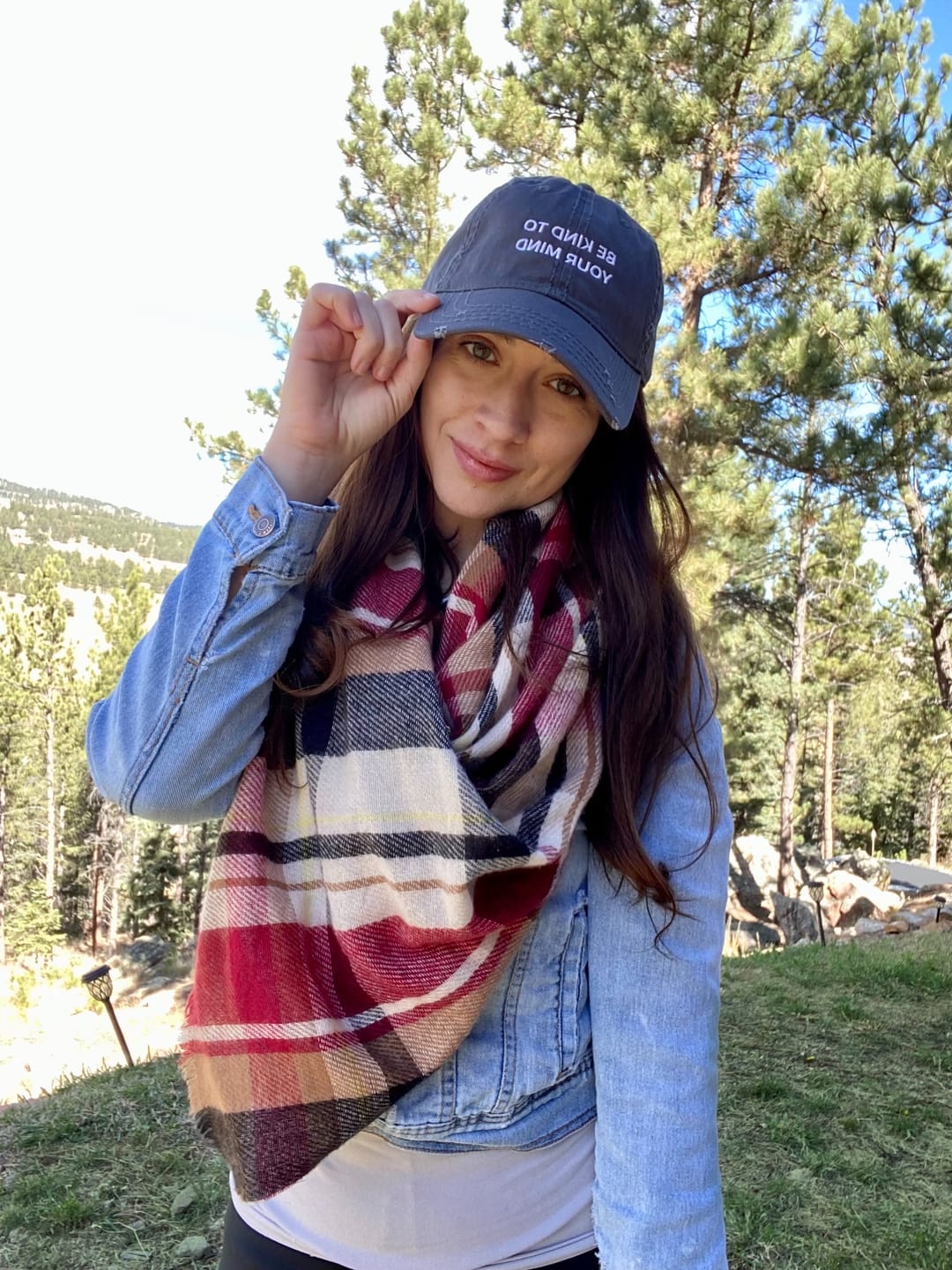 Customer photo review of Be Kind To Your Mind Distressed Hat