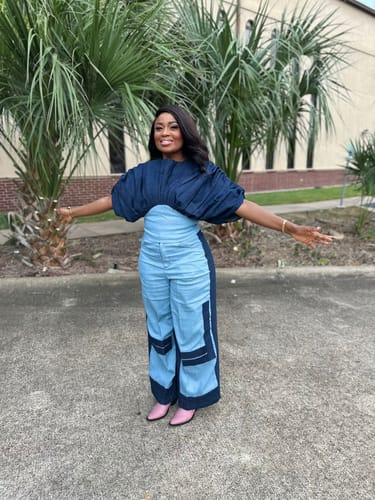 Customer photo review of Sky 2-Tone Denim Set