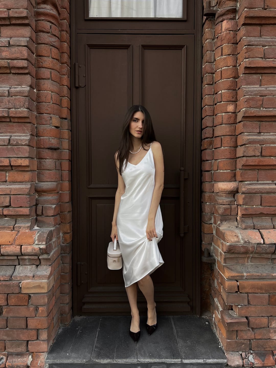 Customer photo review of SILKINC Crystal Bias Cut V-Neck Long Slip Dress (Spirit slip)